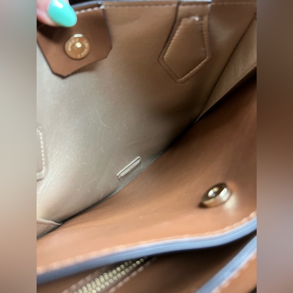 Nine West Chelsea Three Compartment Tote Brown Cognac Handbag - Picture 8 of 12